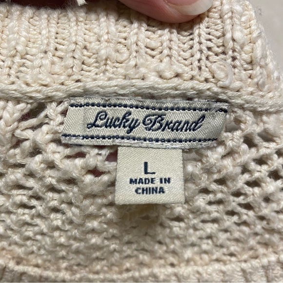 Lucky Brand Sweater Women’s Size Large Cream Pointelle knit Sweater - Picture 7 of 12